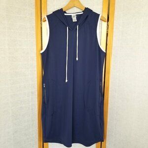 Tommy Bahama Active Hooded Spa Dress Cover Up Size XL Navy Blue Zipper Pockets